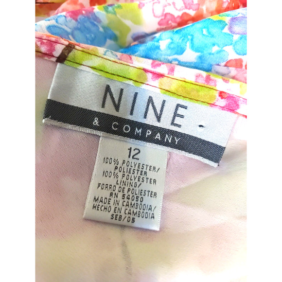 Nine & Company Women's Skirt Size 12 Lined Flowy Floral Pink Green Blue - Picture 4 of 4